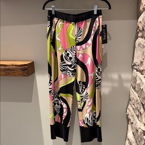 Joseph Ribkoff Colorblock Abstract Pants in Pink, Lime & Black